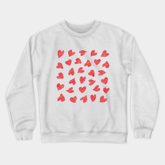 Seamless scribbled red hearts pattern Crewneck Sweatshirt by kallyfactory